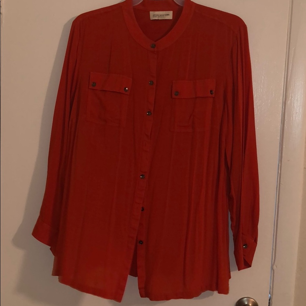 Orange long sleeve button down shirt
